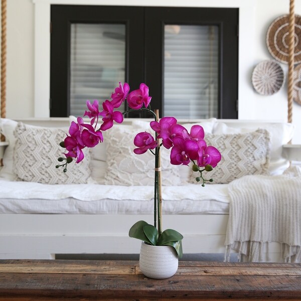 19 Artificial Purple Orchid with Decorative Vase