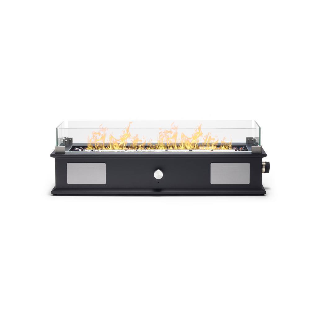 UKIAH Loom I 28 in. x 9 in. Tabletop Propane Gas Black Audio Fire Pit with Patented 2.0 Sound System TK-1003-L