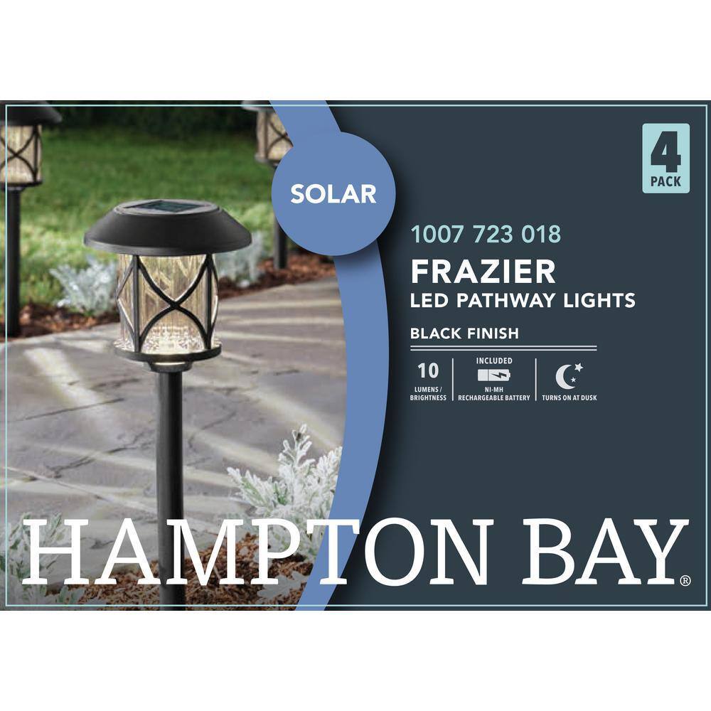 Hampton Bay Frazier 10 Lumens Solar Black LED Landscape Pathway Light Set (4-Pack) P1501-04