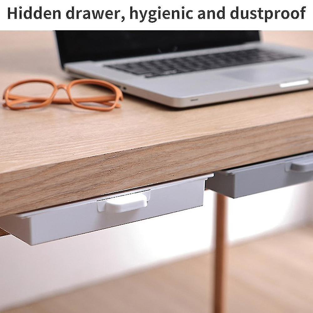 Under Desk Drawer Organizer Invisible Storage Box Self-adhesive Stationary Container Desk Makeup Ho