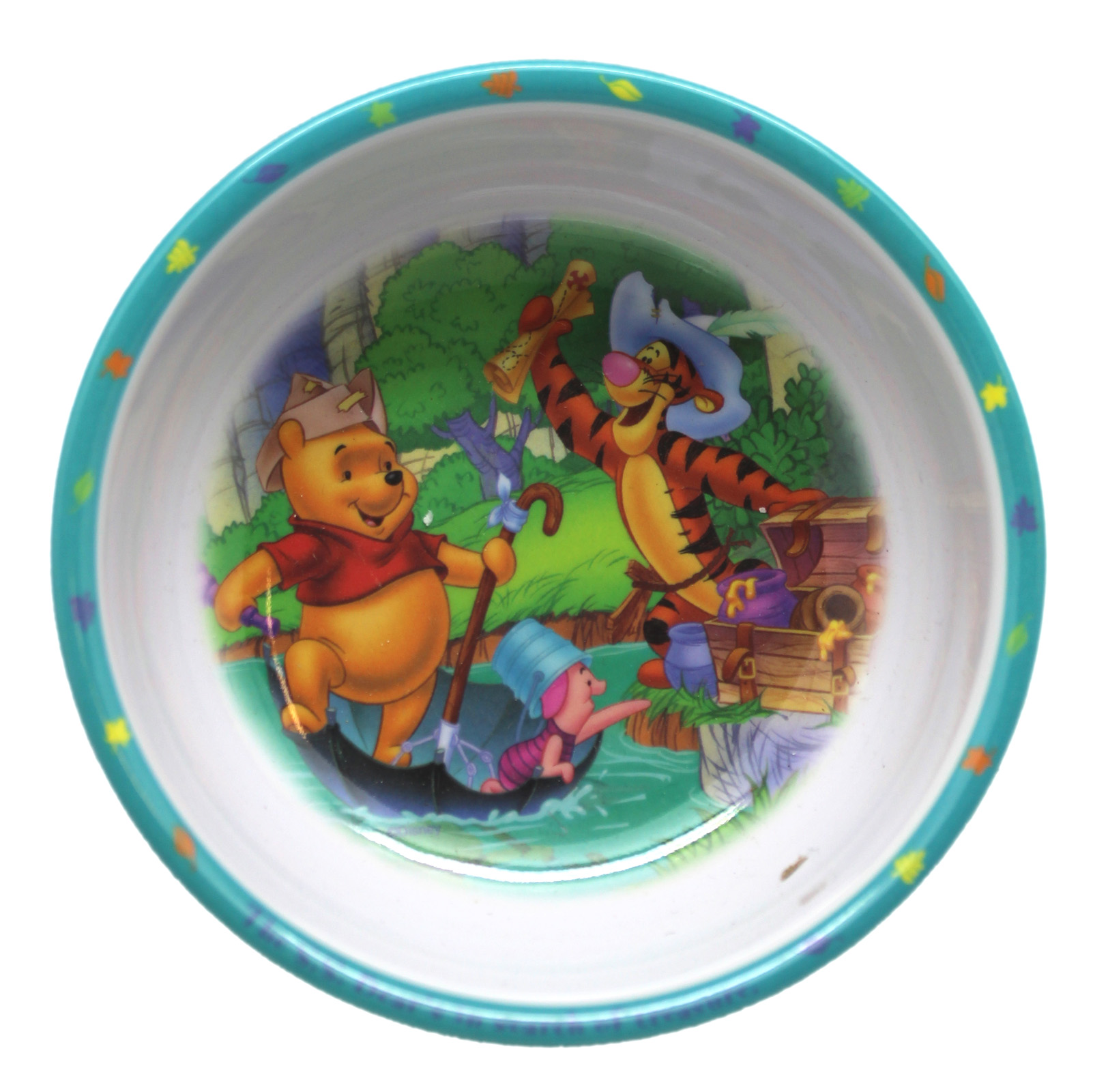 Pooh and Friends Playing Pirates Teal/White Colored Kids Dinner Bowl