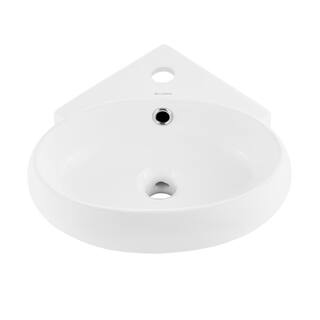 Swiss Madison Plasir Ceramic Corner Novelty Wall Hung Vessel Sink in White SM-WS328