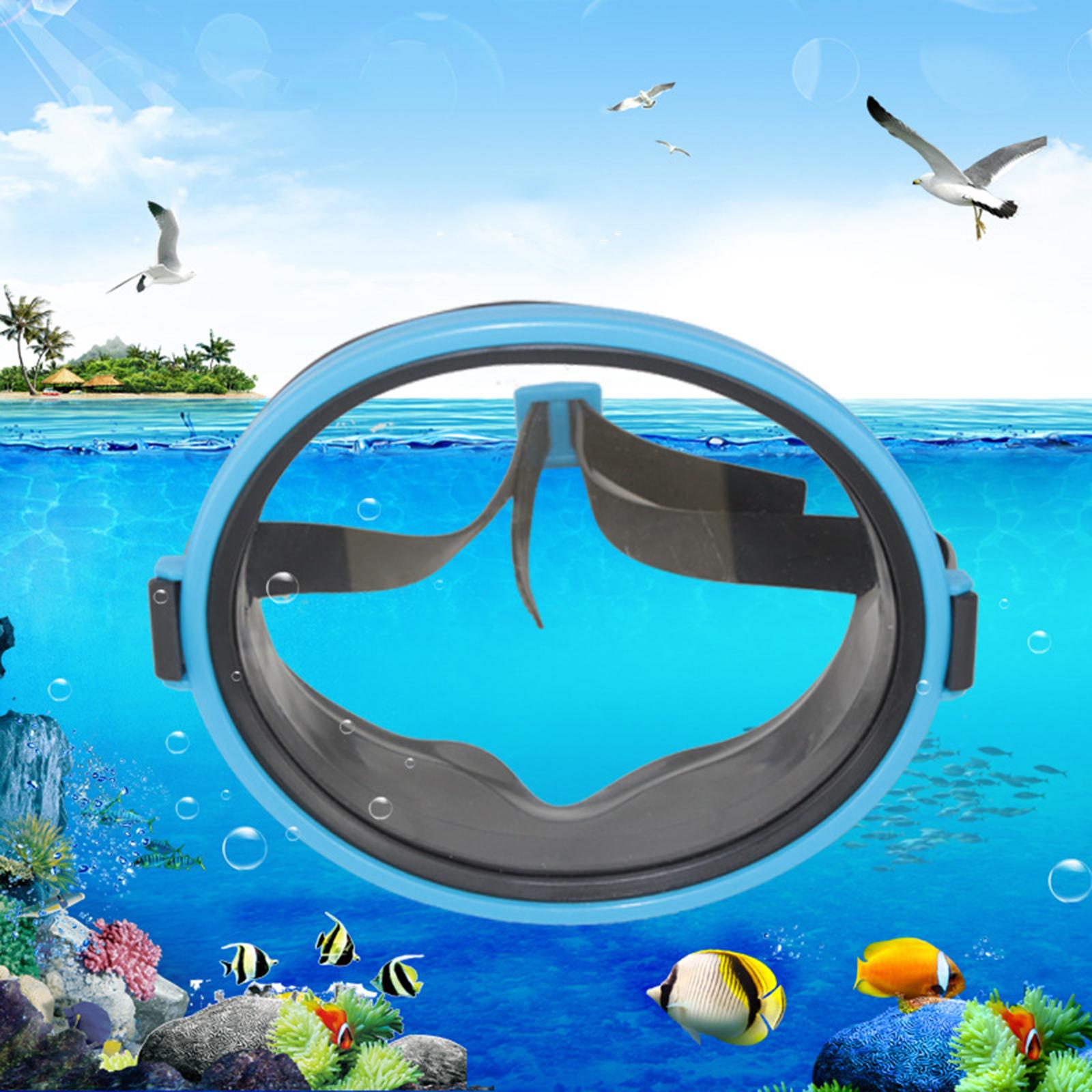 Oval Free Diving Fog Single Lens Swim Goggles Blue