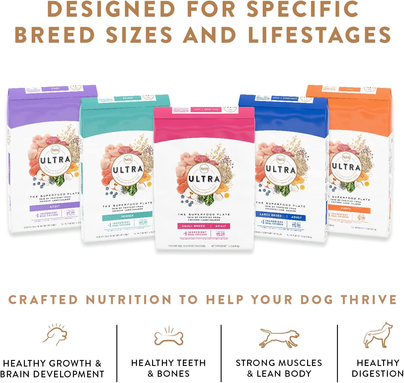 NUTRO ULTRA Large Breed Puppy High Protein Natural Dry Dog Food with a Trio of Proteins from Chicken Lamb and Salmon 30 lb. Bag