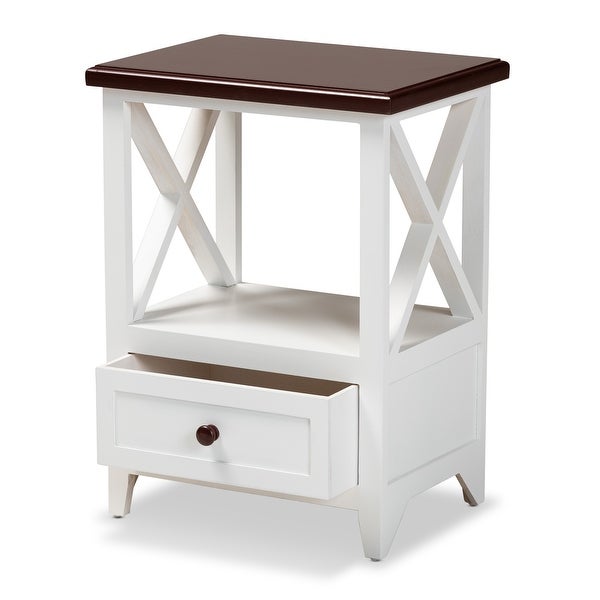 Vesta Modern and Contemporary Single Drawer Wood End table -White