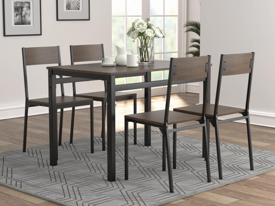 Lana 5-piece Dining Set Ark Brown and Matte Black-150505