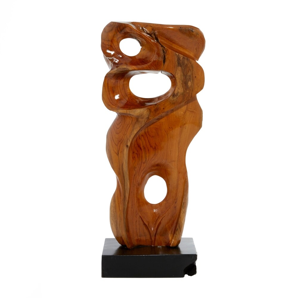 Brown Teak wood Contemporary Sculpture Abstract 24 x 10 x 7   10 x 7 x 24