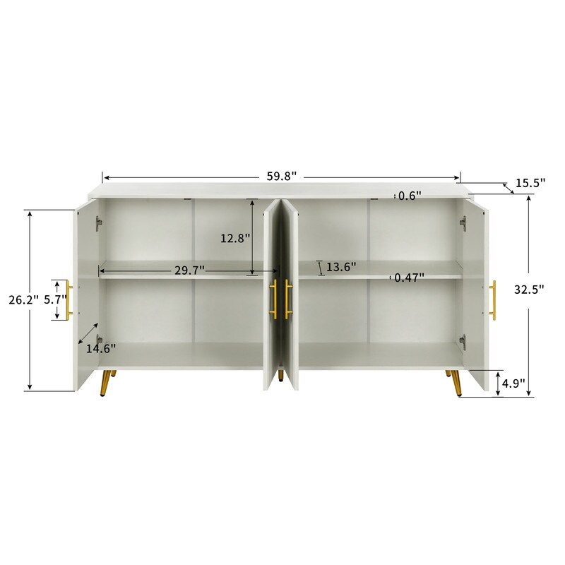 Wood Media TV Console with Storage Cabinet and Adjustable Shelves