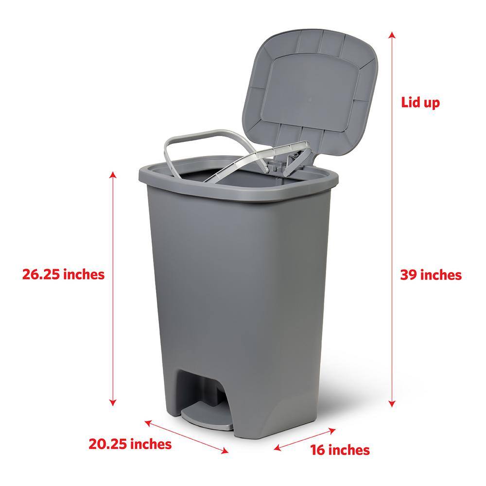 Glad 20 Gal. Gray Step-On Plastic Trash Can with Clorox Odor Protection of The Lid GLD-74231-1