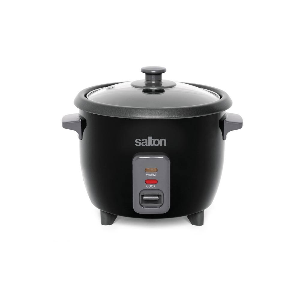 Salton 6-Cup Black Automatic Rice Cooker and Steamer with Non-Stick Bowl RC1653