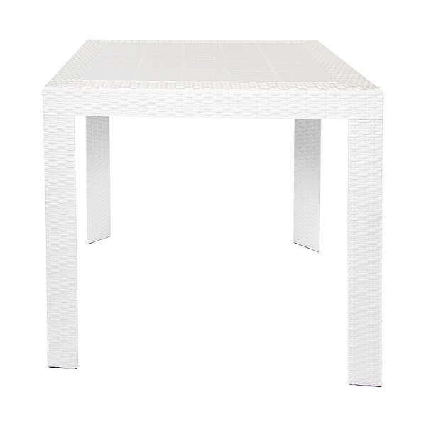 LeisureMod Mace Outdoor Square Dining Table With Umbrella Hole