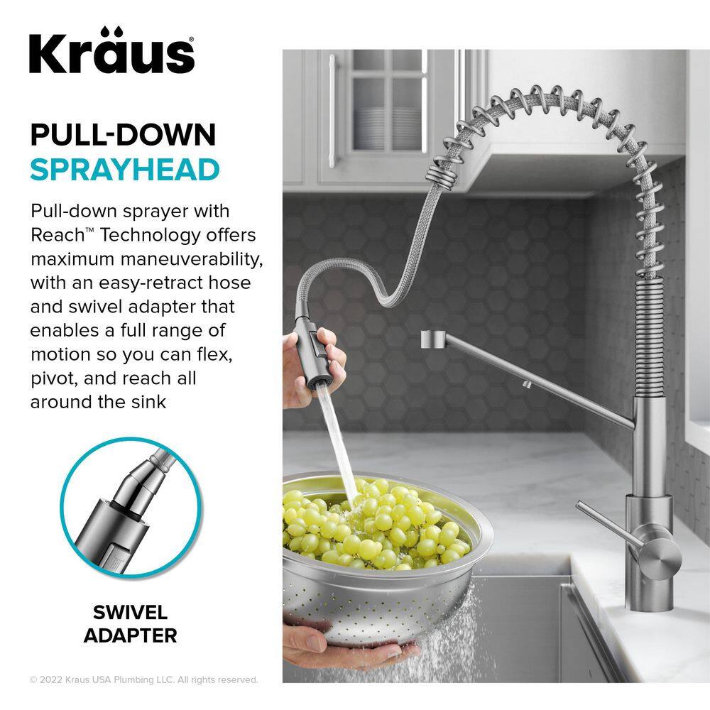 KRAUS Oletto 2-in-1 Commercial Style Pull-Down Single Handle Water Filter Kitchen Faucet in Matte Black KFF-2631MB