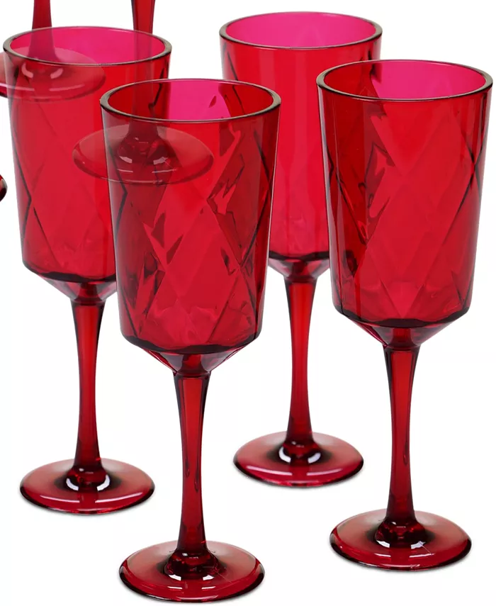 Certified International Ruby Diamond Acrylic Set of 8 All-Purpose Goblets