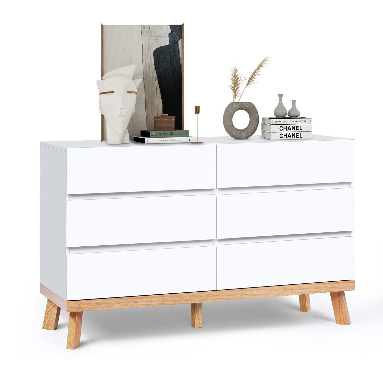 6 Drawer Double Dresser White Dresser for Bedroom Chest of Drawers Large Storage Cabinet White Dresser ) - as picture - - 37668564