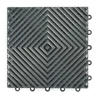 Greatmats Perforated Click 12-18 in. x 12-18 in. Gray Plastic Garage Floor Tile (25-Pack) PCGT1X1GRY25