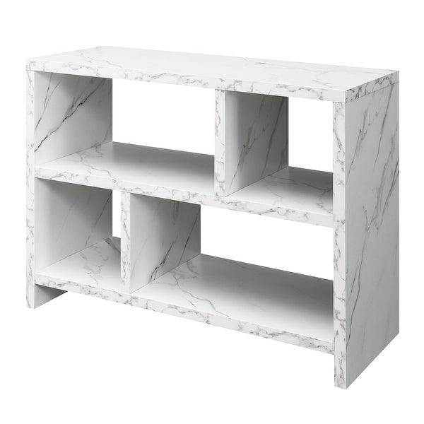 Northfield Console 3 Tier Bookcase， White Faux Marble