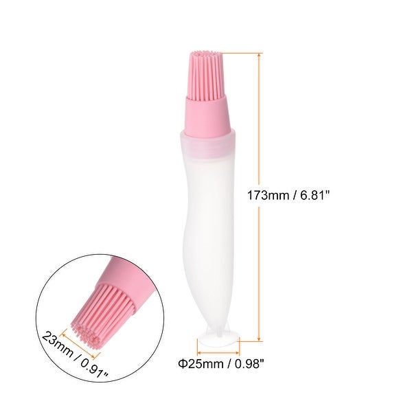 2pcs Silicone Oil Bottle Brush with Cap for Grill Barbecue Cooking Baking， Pink