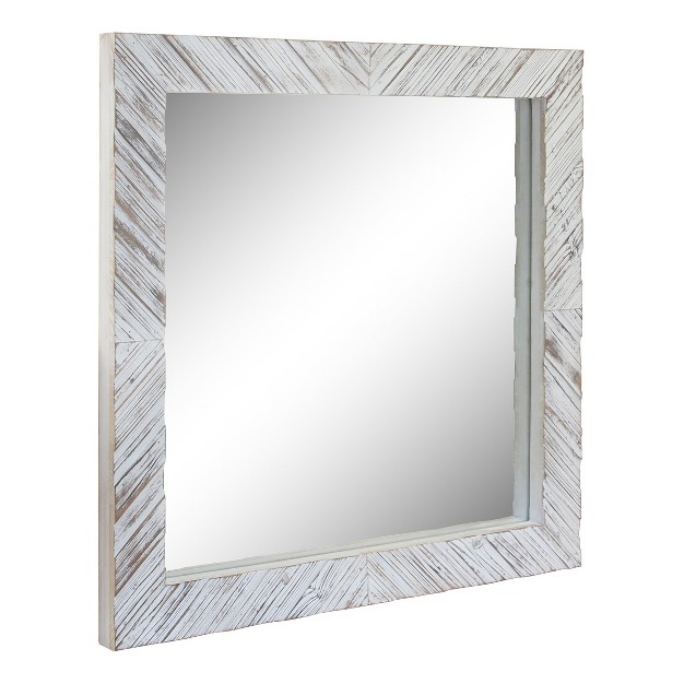 Wood Chevron Decorative Wall Mirror White Stonebriar Collection