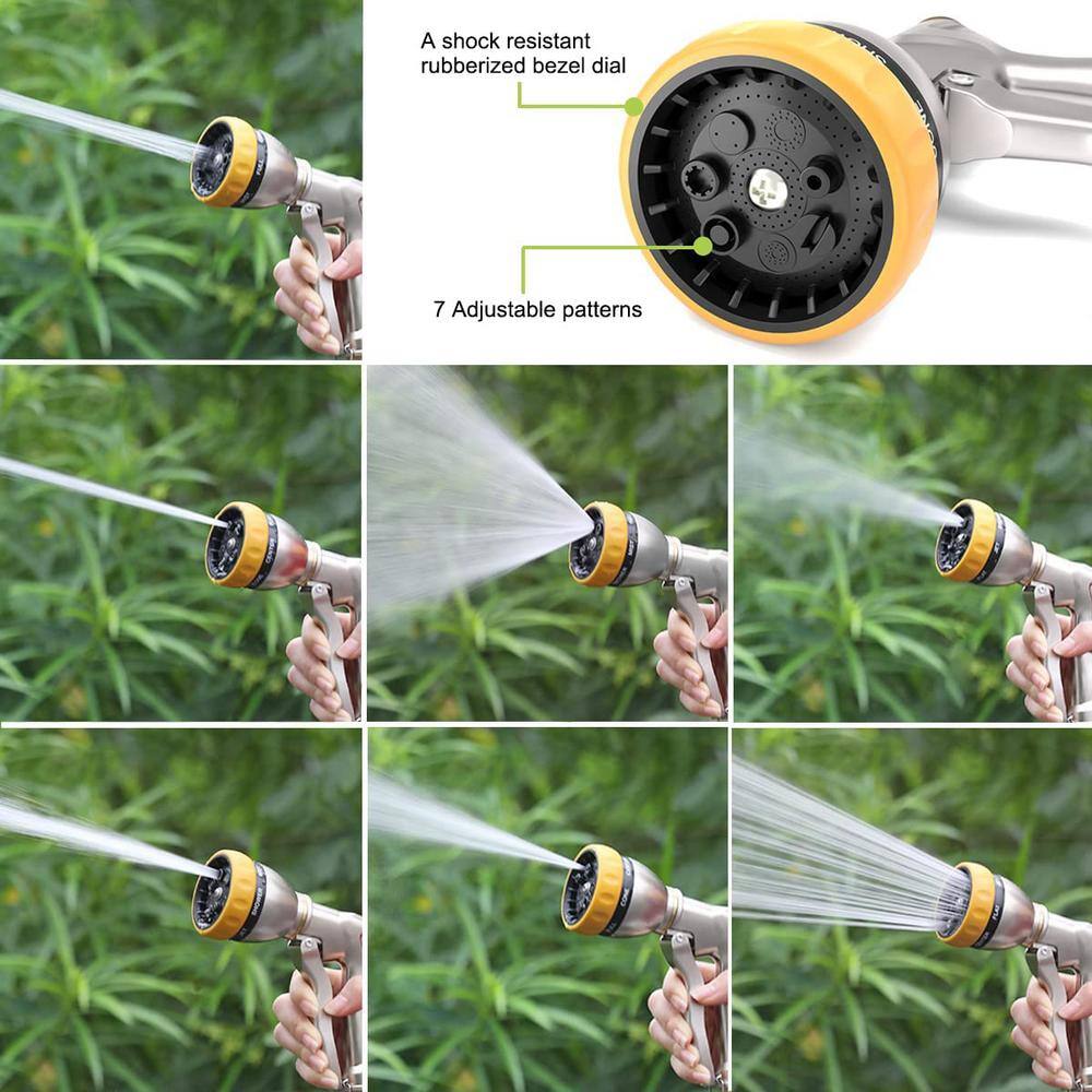 Garden Hose Nozzle Sprayer 100% Heavy Duty Metal Water Hose Sprayer with 7 Spray Patterns B09KRR4TBW