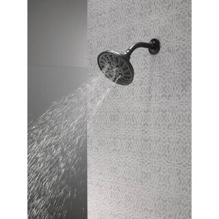 Delta Pivotal 5-Spray Patterns 1.75 GPM 6 in. Wall Mount Fixed Shower Head with H2Okinetic in Matte Black 52669-BL