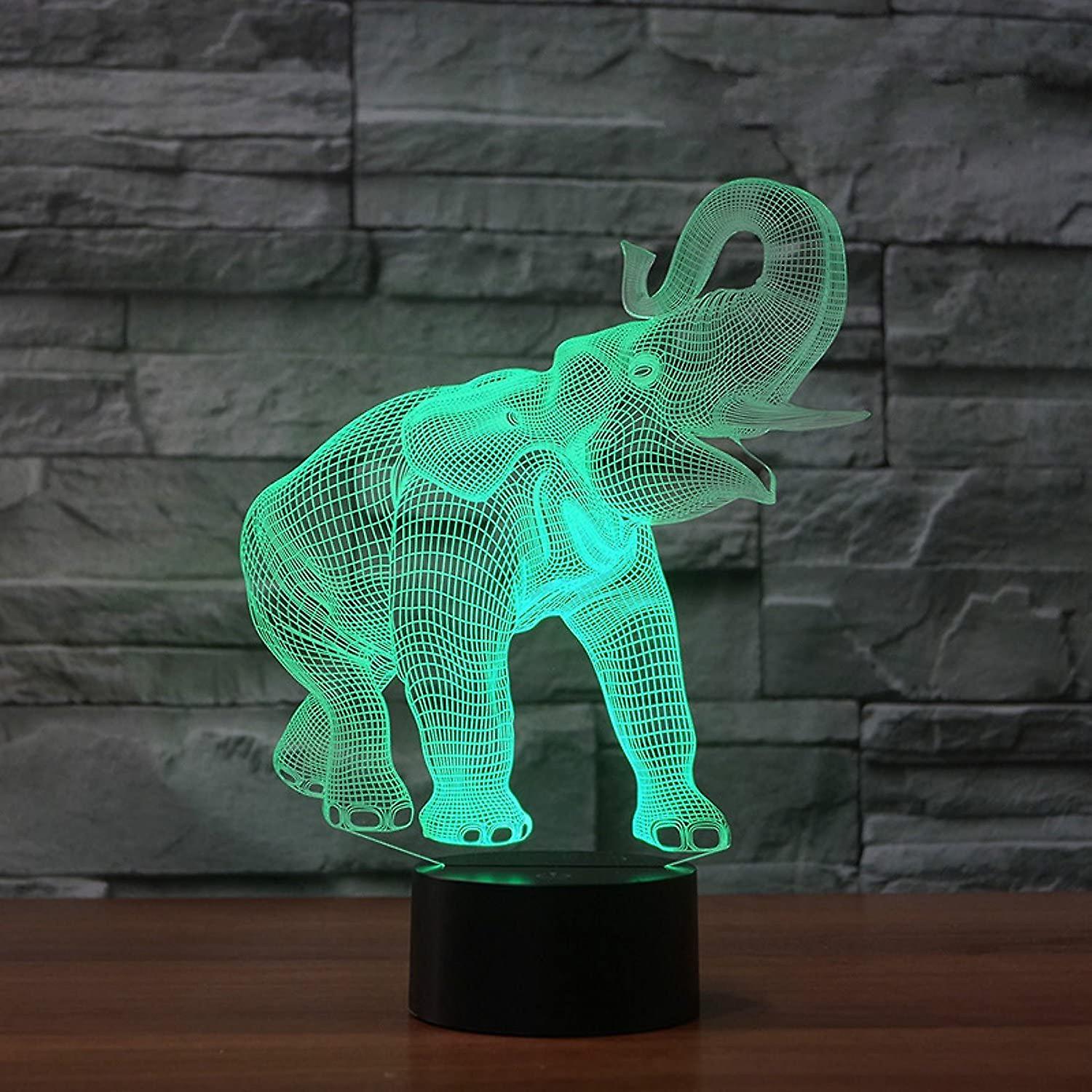 3d Elephant Animal Led Lamp Night Light Touch Table Desk Optical Illusion Lamps 7 Color Changing Lights Home Xmas Birthday Gift