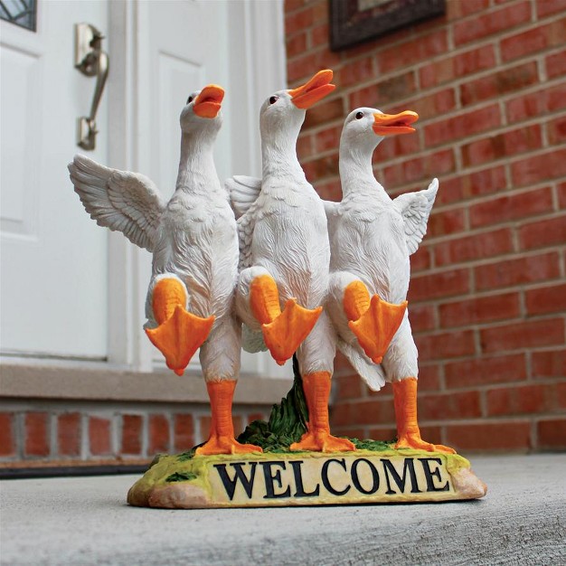 Design Toscano Delightful Dancing Ducks Welcome Sign Multicolored