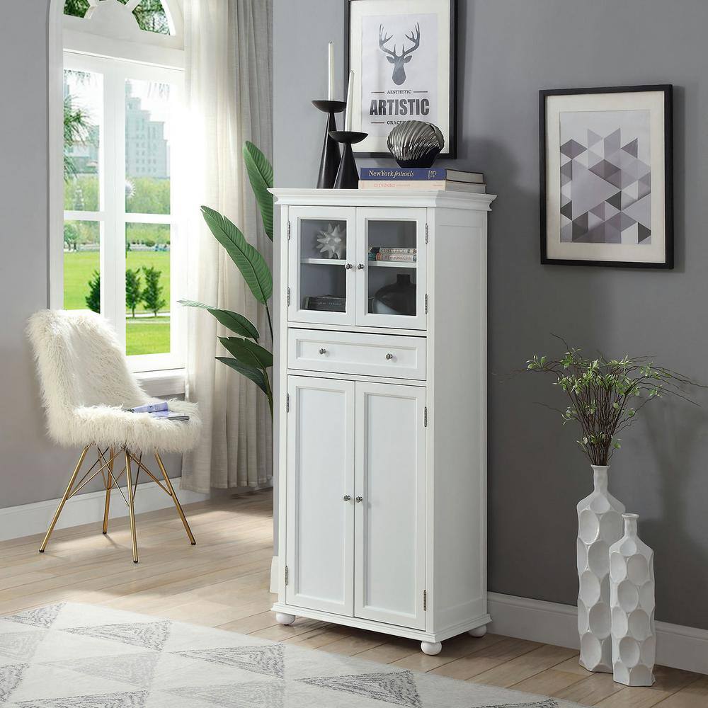 Home Decorators Collection Hampton Harbor 25 in. W x 14 in. D x 52-12 in. H Linen Cabinet with Drawer in White BF-22673-WH