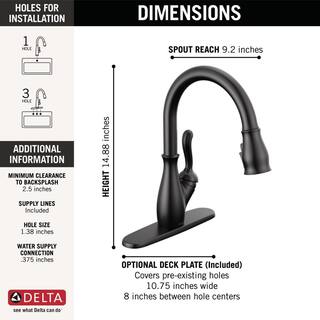 Delta Leland Single-Handle Pull-Down Sprayer Kitchen Faucet in Matte Black 9178-BL-DST