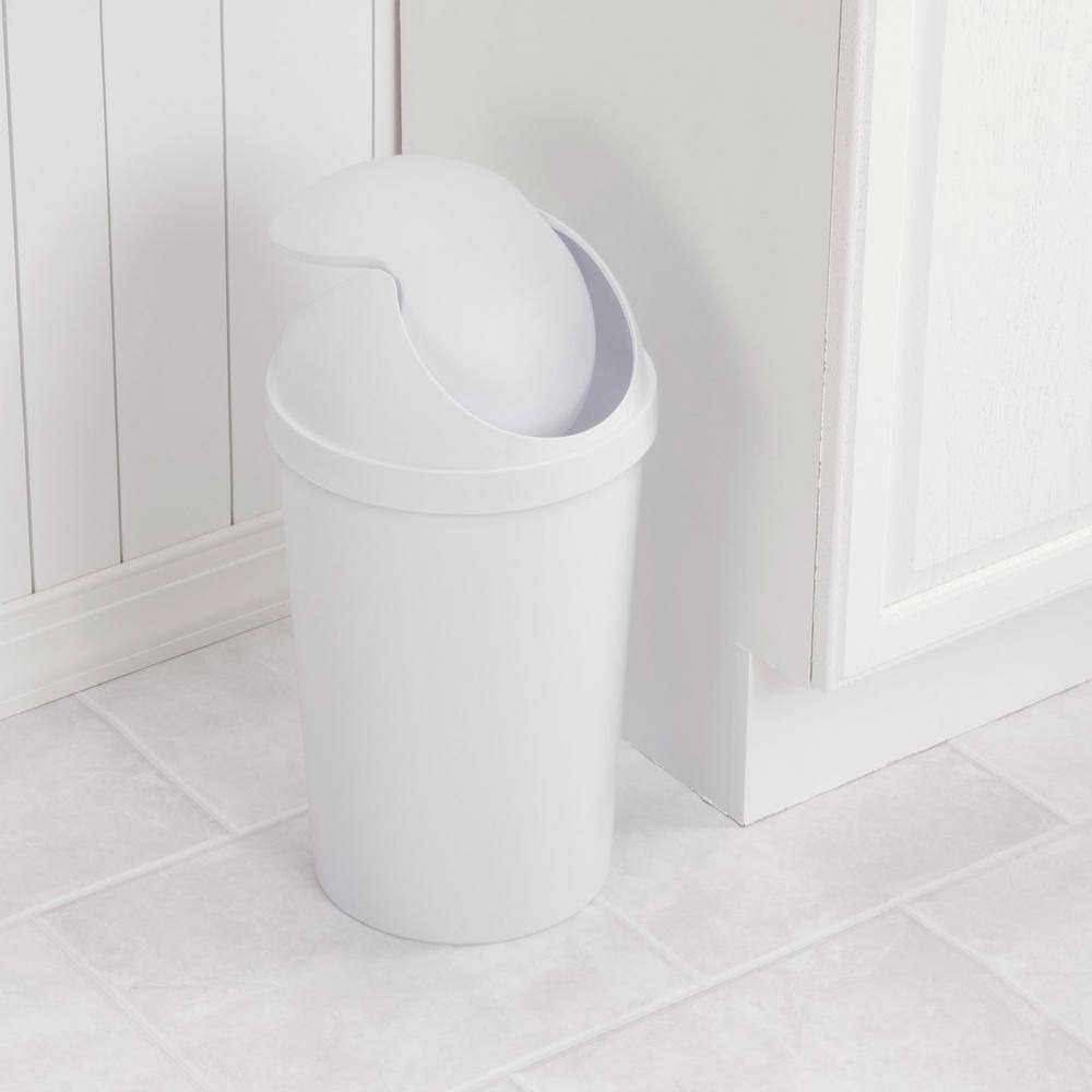 Sterilite 3 Gal. White Round Swing Top Plastic Wastebasket (6-Pack) 6 x 10838006