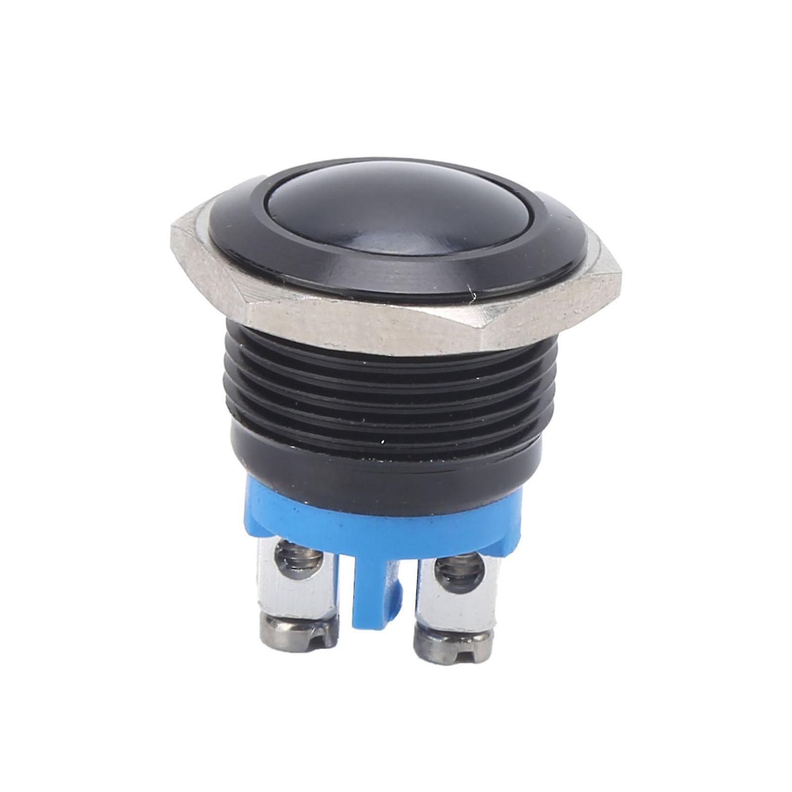 Metal Push Button Switch Ball Full Oxidation Self-Reset Jog Screw Foot Power Control 16mm 220vBlack