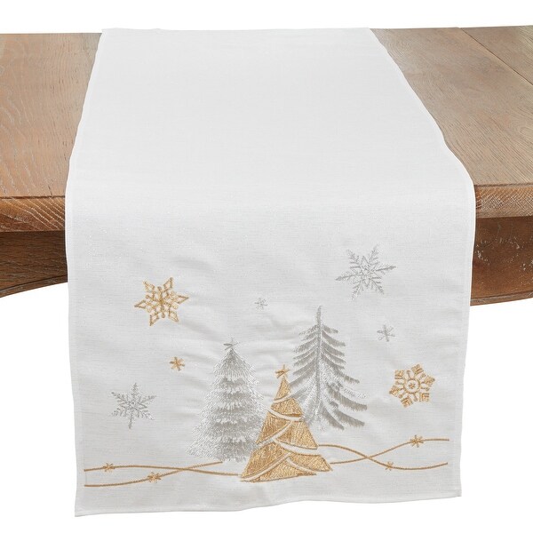 Winter Magic Christmas Trees and Snowflakes Table Runner - 16