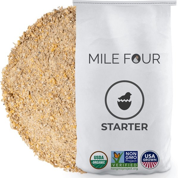 Mile Four 21% Organic Mash Starter Chicken and Duck Feed， 23-lb bag