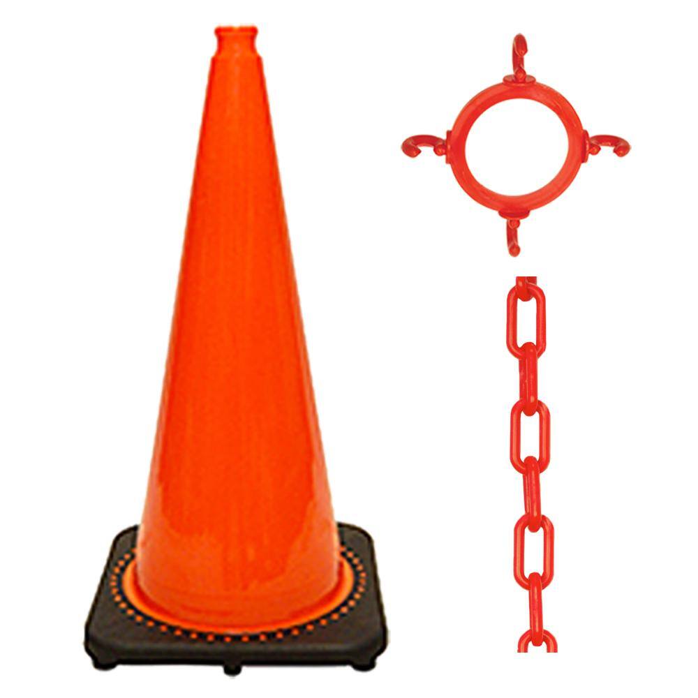 Mr. Chain 28 in. Traffic Cone and Chain Kit Orange 93213-6