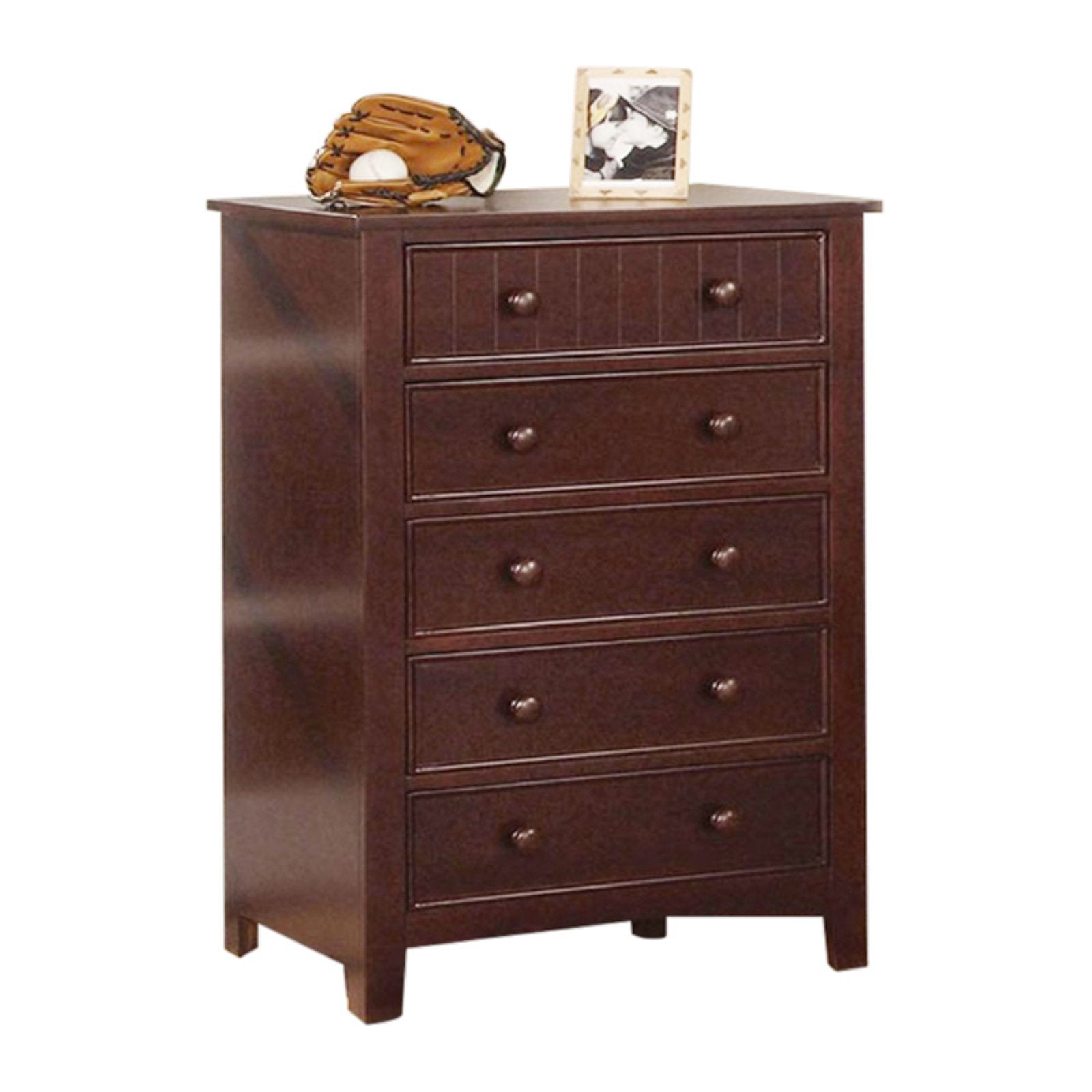 Benzara Transitional Brown 5 Drawer Bedroom Chest