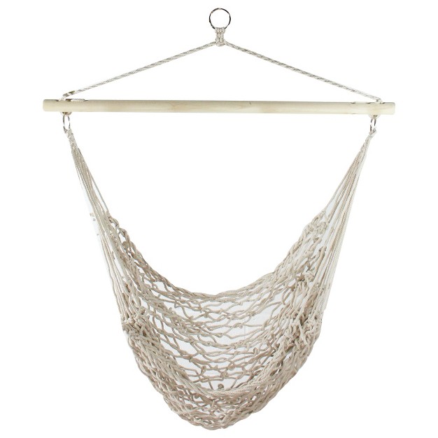 X 39 quot Natural Cotton Macrame Hammock Chair With Wooden Bar