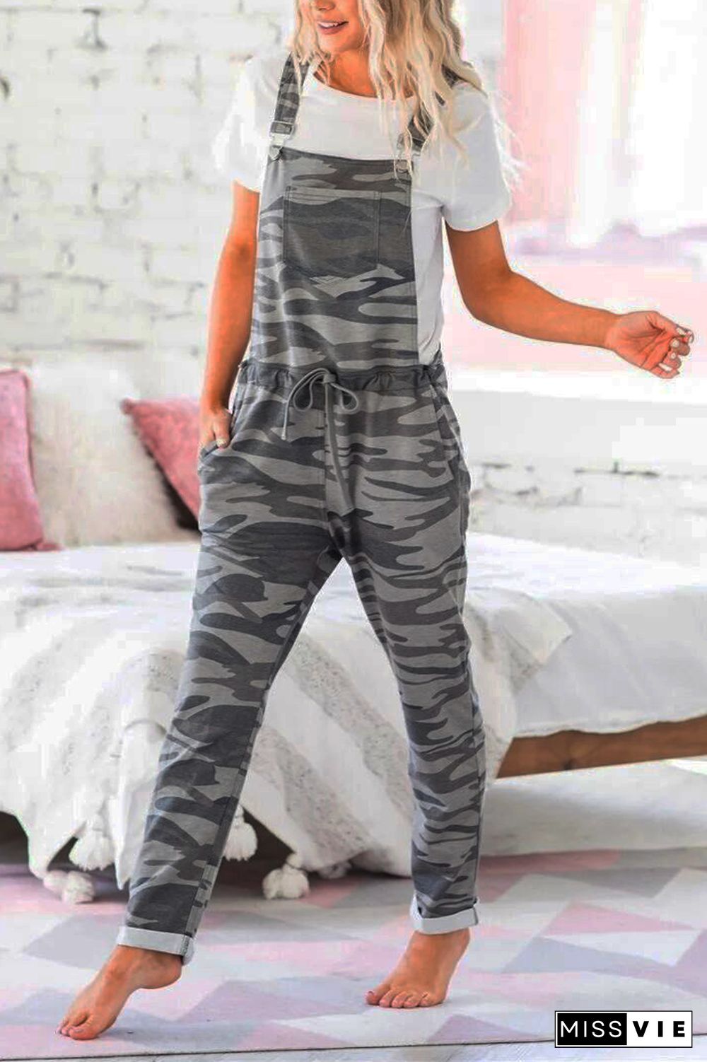 Camouflage Print Overall Jumpsuit