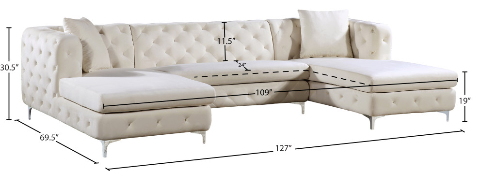 Gail Velvet 3 Piece Sectional   Contemporary   Sectional Sofas   by HedgeApple  Houzz