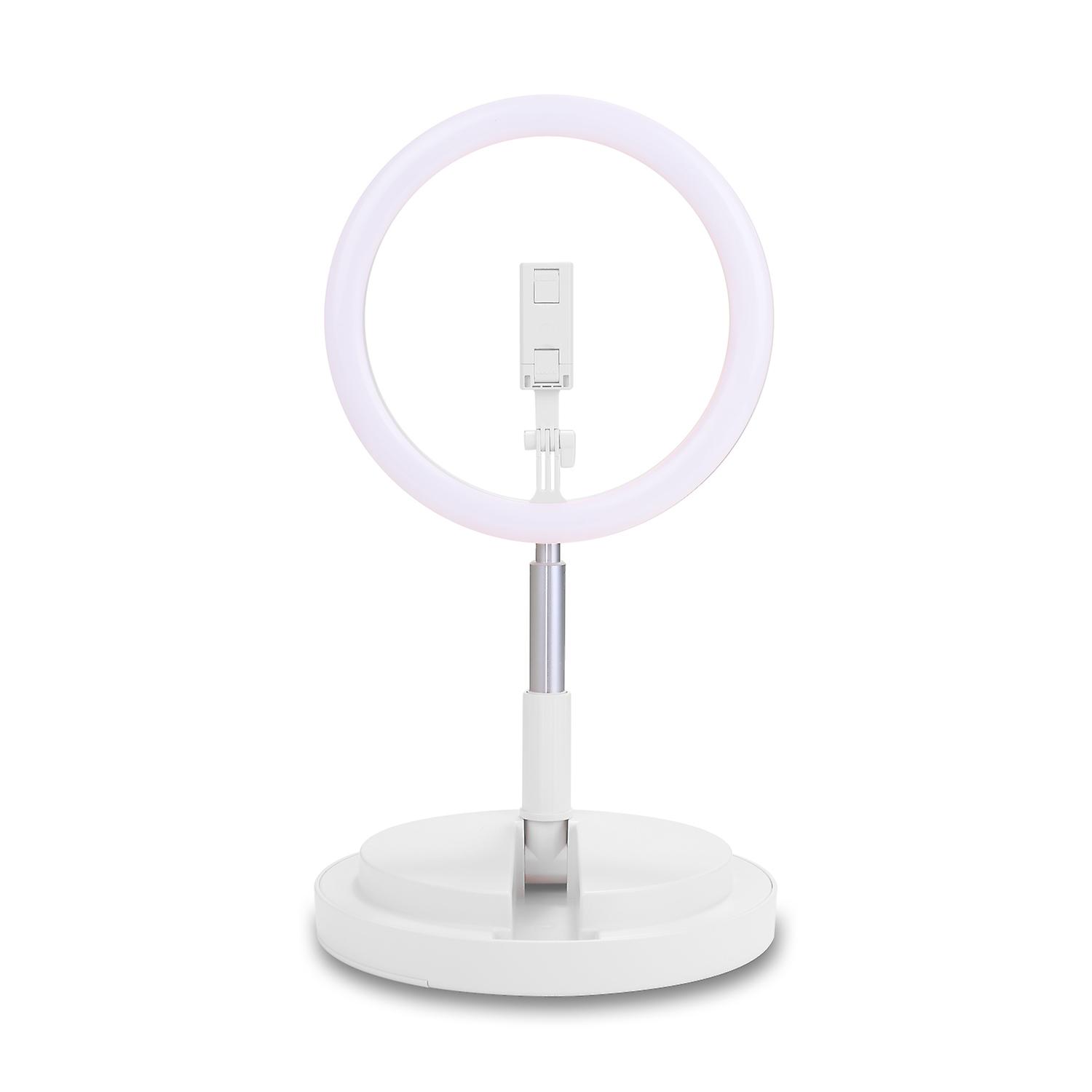 290mm Usb Interface Dimmable Led Selfie Round Light Phone Photography Video Makeup Lamp With Phone Clip Foldable Round Light With Round Base