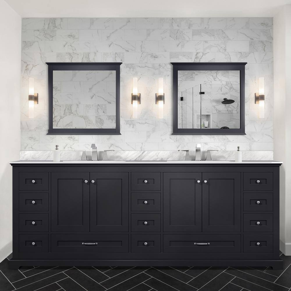 Lexora Dukes 84 in. W x 22 in. D Espresso Double Bath Vanity and Carrara Marble Top LD342284DGDS000