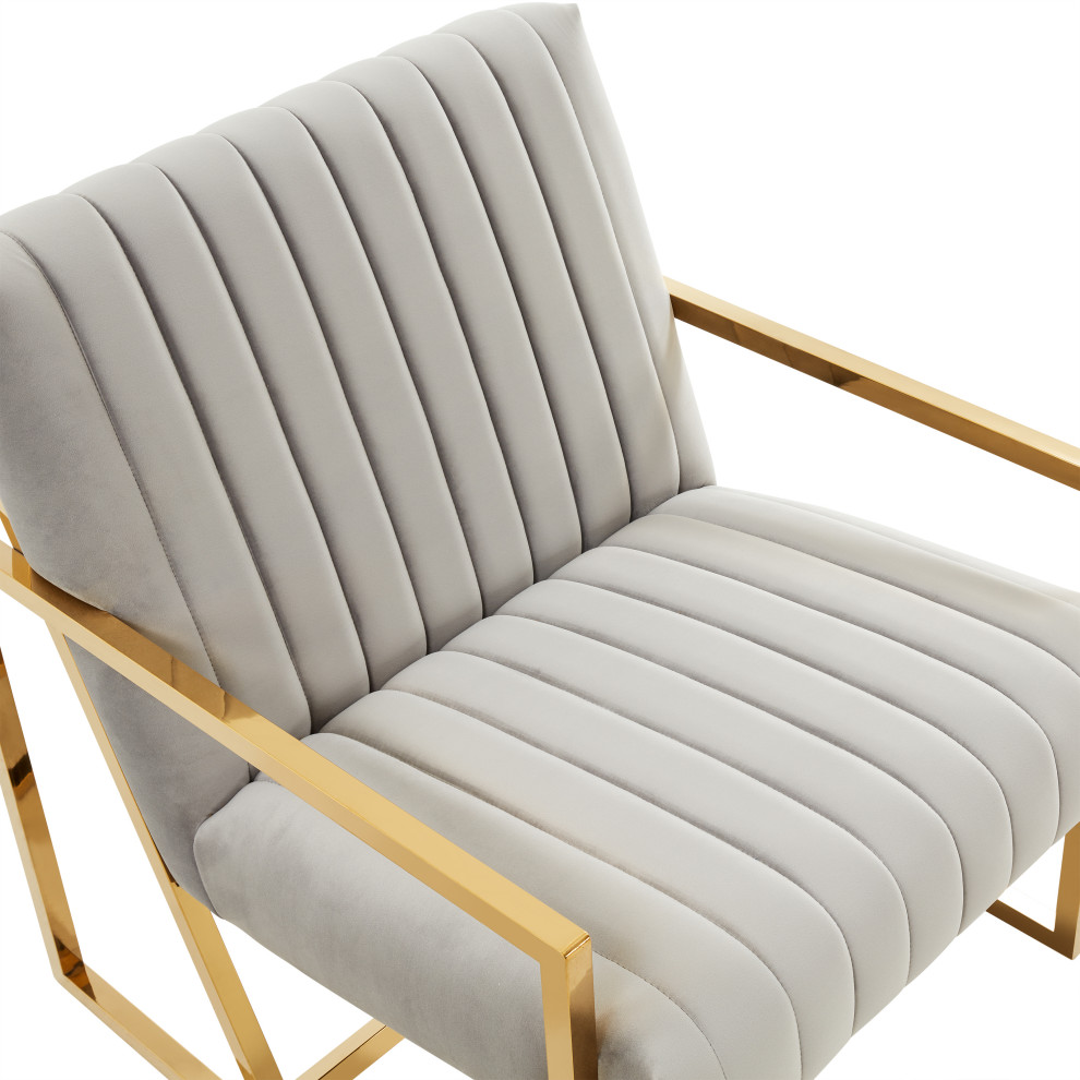 LeisureMod Montgomery Velvet Accent Chair With Gold Frame   Contemporary   Armchairs And Accent Chairs   by LeisureMod  Houzz