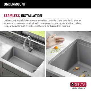 Delta Everest Dark Grey Granite Composite 30 in. Single Bowl Undermount Workstation Kitchen Sink with Accessories 75B933-30S-DG