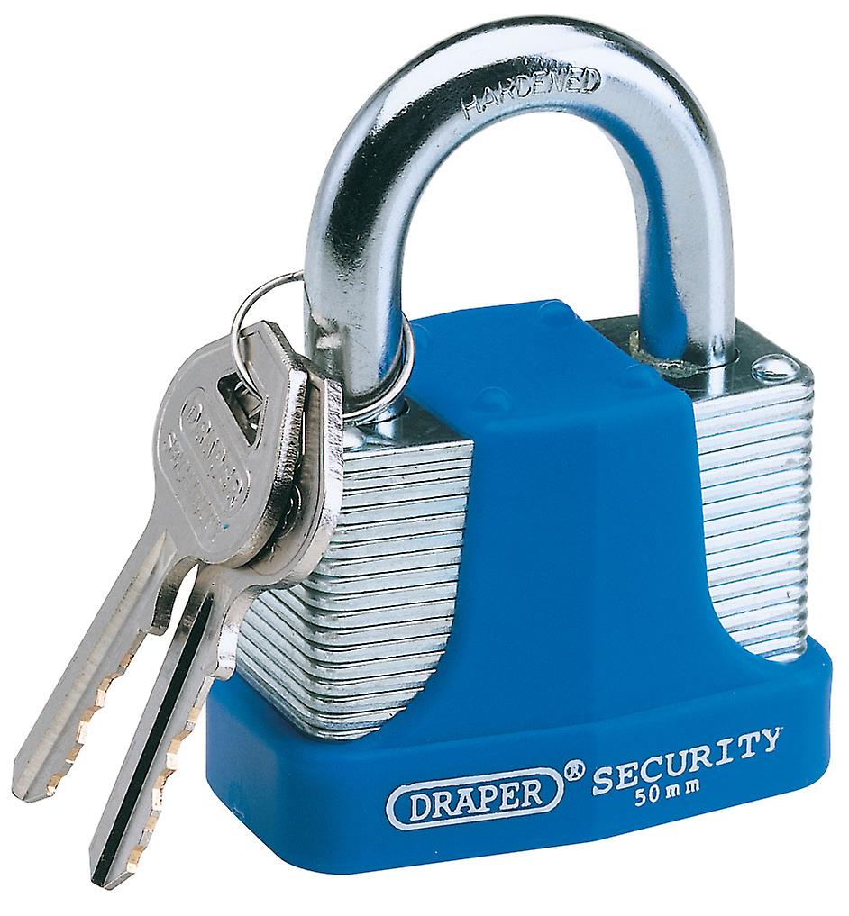 Draper 64179 30mm Laminated Steel Padlock and 2 Keys with Hardened Steel Shackle