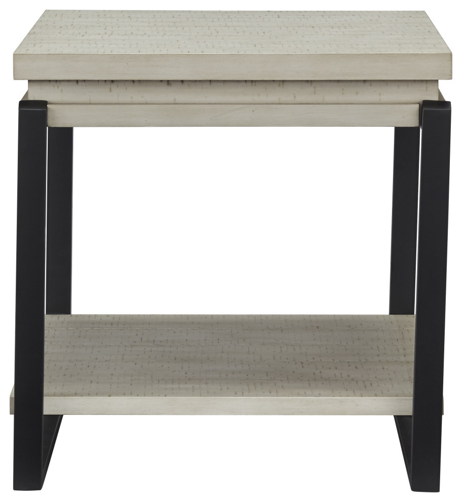 Eaglewood End Table in Toasted Pine Nut/Ivory/Black Metal   Farmhouse   Side Tables And End Tables   by Progressive Furniture  Houzz