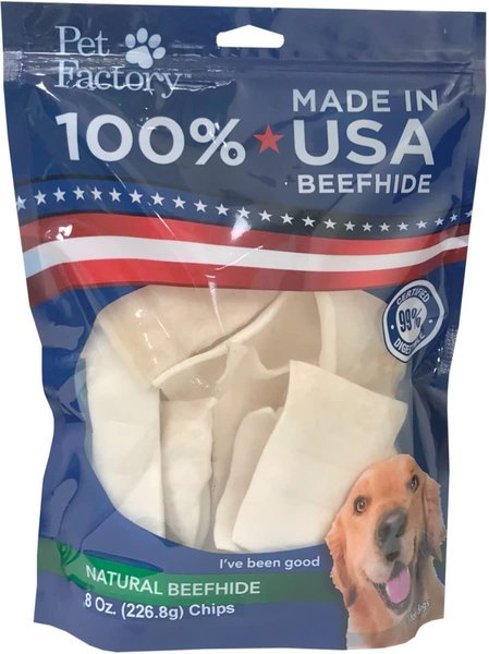 Pet Factory Beefhide Chips Natural Flavored Dog Hard Chews， 8-oz bag