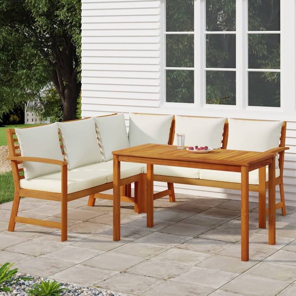 vidaXL 4/5/6/7/9/11 Piece Patio Dining Set with Cushions Solid Wood Acacia