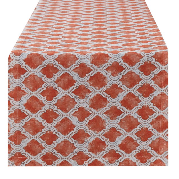 Split p Watercolor Geo Table Runner Coral