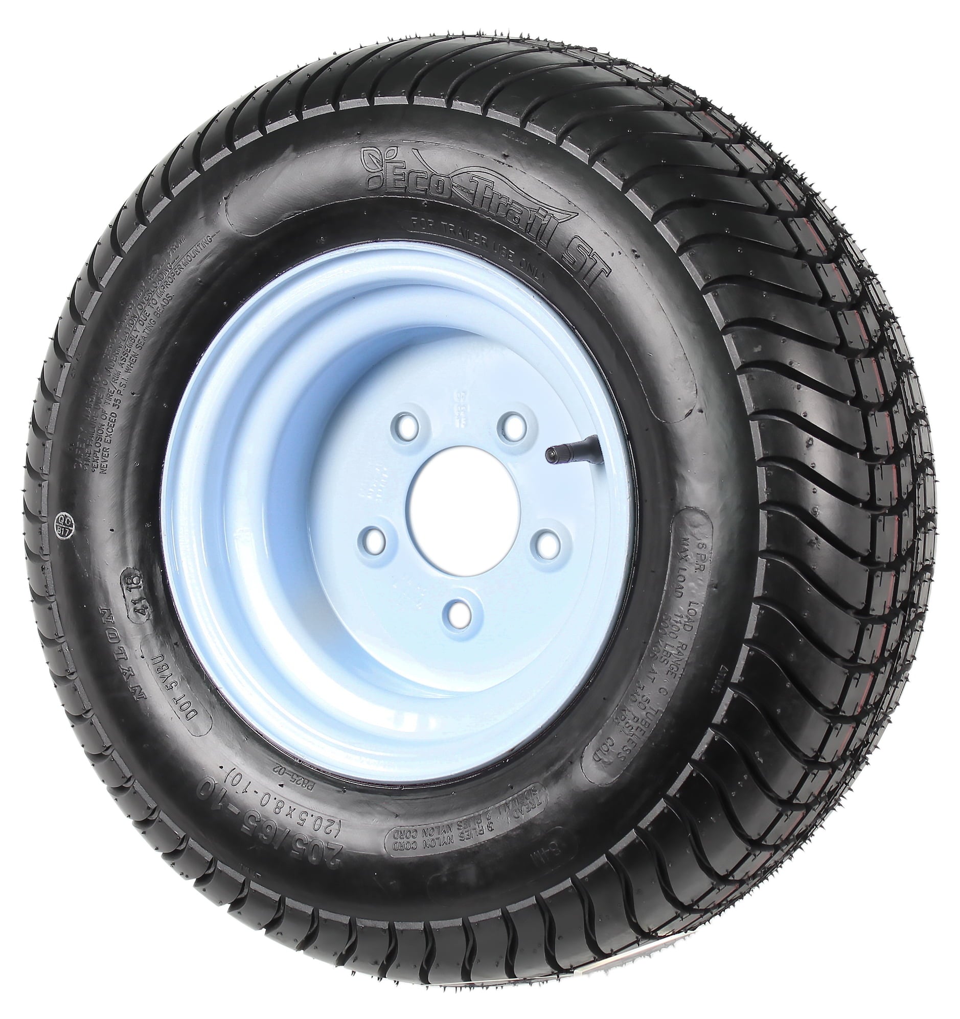 2-Pack Trailer Tire On Rims 20.5 X 8 X 10 205/65-10 20.5X8.0-10 5Lug White Wheel