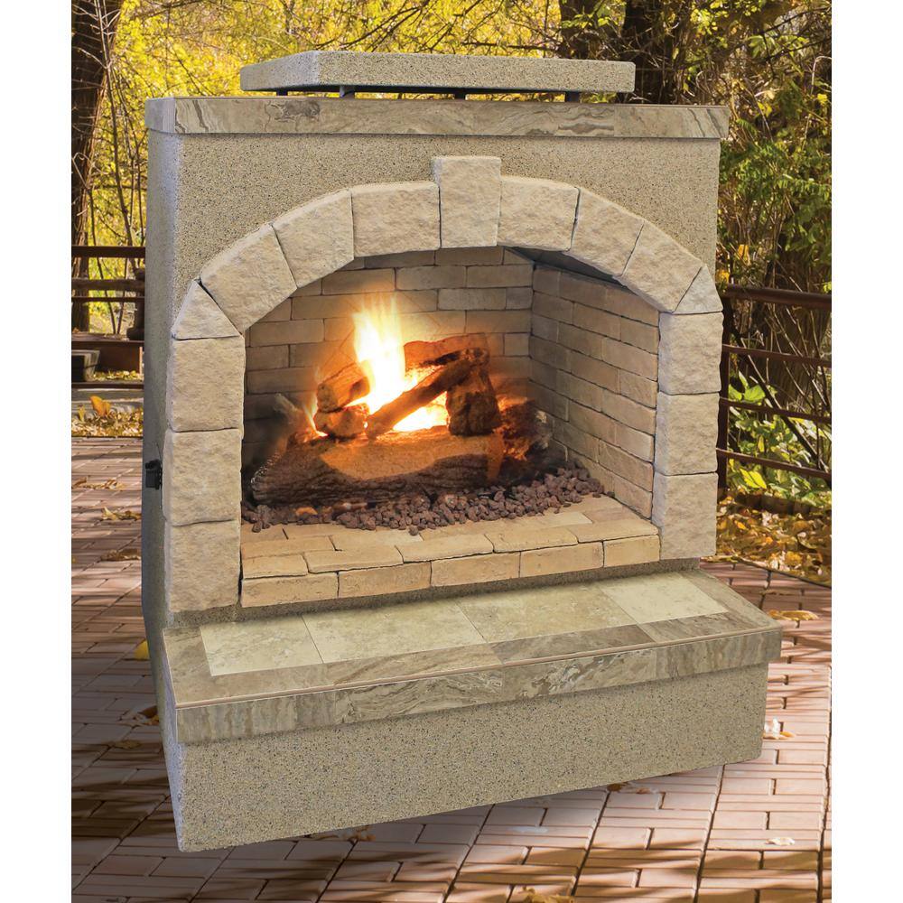 Cal Flame 59 in. Tile and Stucco Propane Gas Outdoor Fireplace 22-FRP906-2-ST