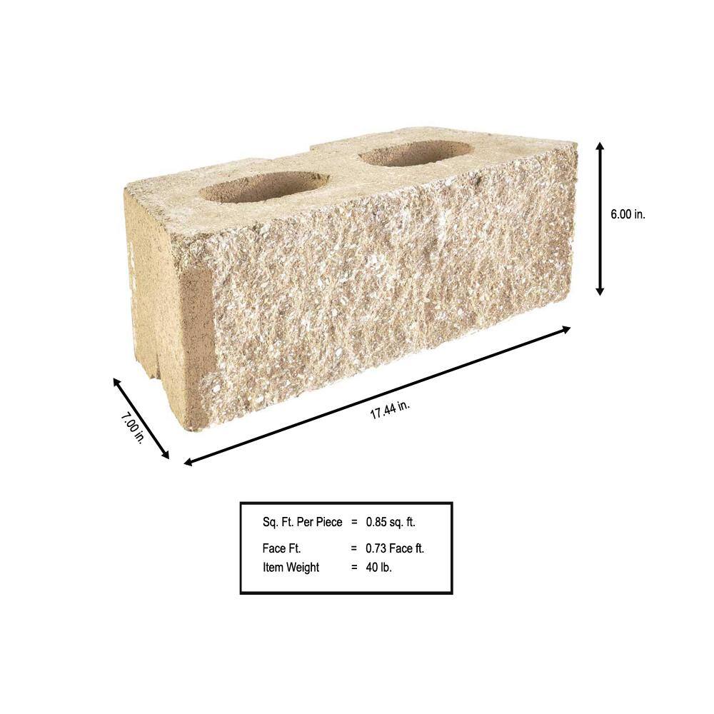 Pavestone RockWall Large 7 in. L x 17.44 in. W x 6 in. H Limestone Retaining Wall Block (48 Pieces34.9 sq. ft.Pallet) 79808