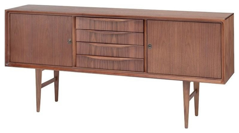 Eckard Walnut Media Unit   Midcentury   Entertainment Centers And Tv Stands   by Virgil Stanis Design  Houzz